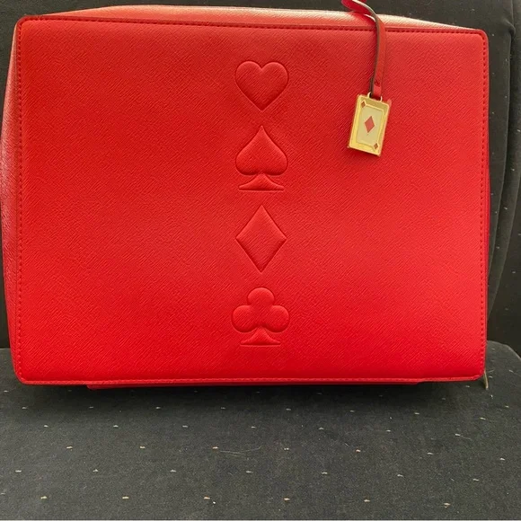 Estee Lauder Red Playing Cards Symbols Cosmetic Makeup Case - Picture 1 of 10